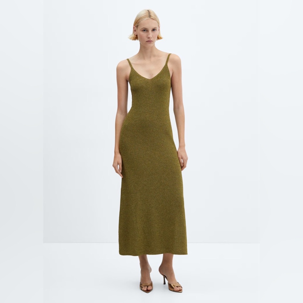 MANGO Long Lurex Dress
